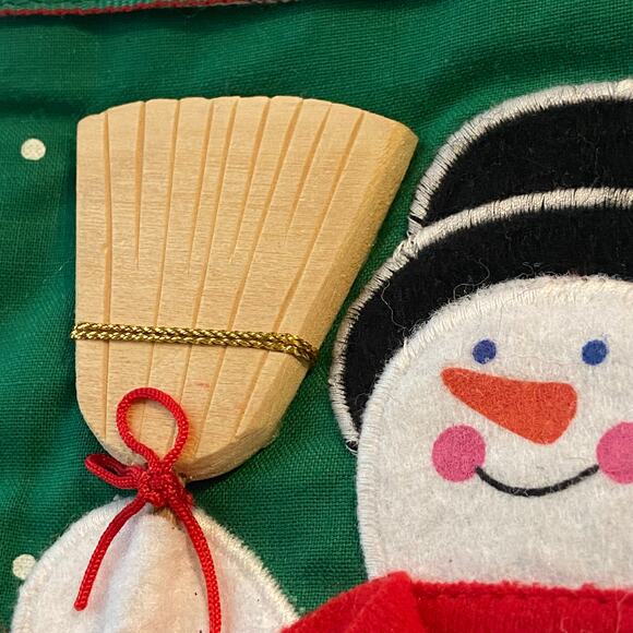 Avon Christmas Stocking Plaid Appliqued Snowman Vintage Fabric Ribbon Hanger - Picture 4 of 7